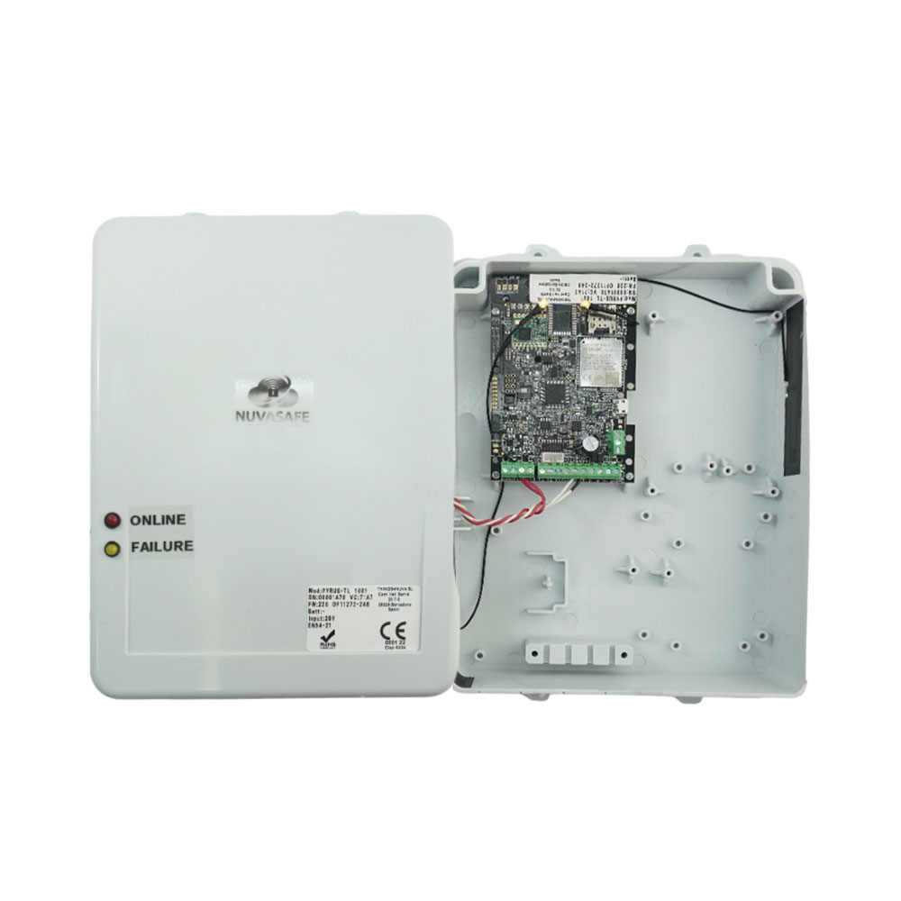 DEM-1372 | Transmisor de alarma EN54-21 Nuvasafe con Ethernet, red móvil y LORA