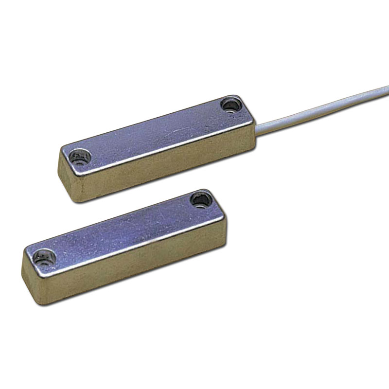 DEM-60-G2 | Contatto magnetico di media potenza adatto per carpenteria metalica. Carcassa di alluminio con elettro finitura lucida. Distanza operativa di apertura/chiusura e di 55/33 mm. Distanza operativa di apertura/chiusura Z di 65/33 mm. Magnete di alnico 5. EN50131-2-6 Grado 2, Classe III.