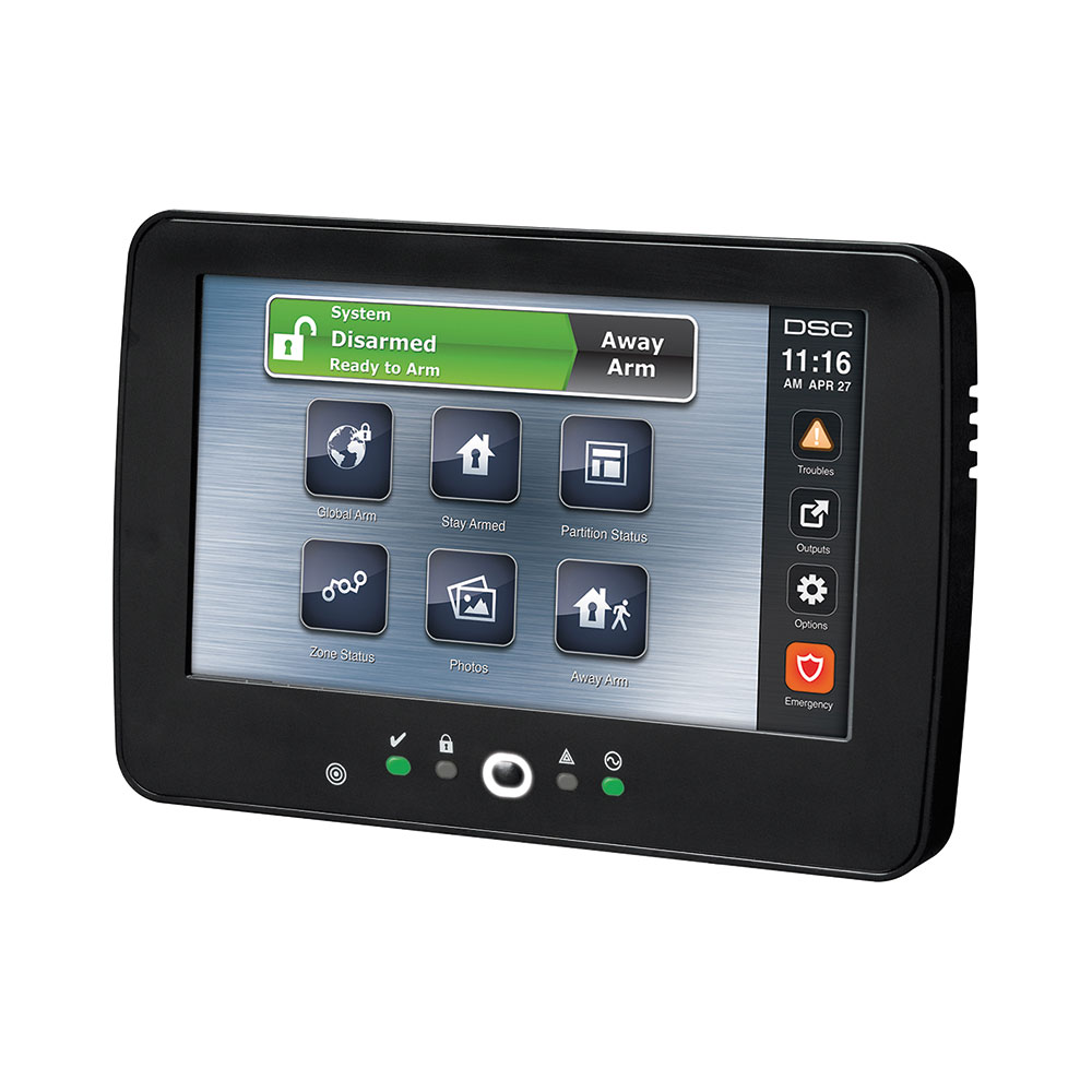 DSC-164 | Teclado con pantalla táctil LCD color de 7" con lector de proximidad compatible con tags MPT mini prox para sistemas PowerSeries Pro