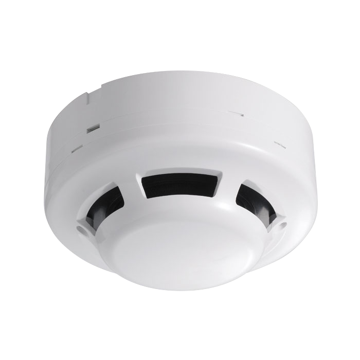 FOC-712 | Rilevatore fotoelettrico di fumi multiproposito convenzionale a tre fili con uscita di indicatore di azione e base inclusa. Copertura di 75 m² ~ 150 m². Materiale plastica resistente al fuoco. Certificato EN-54.