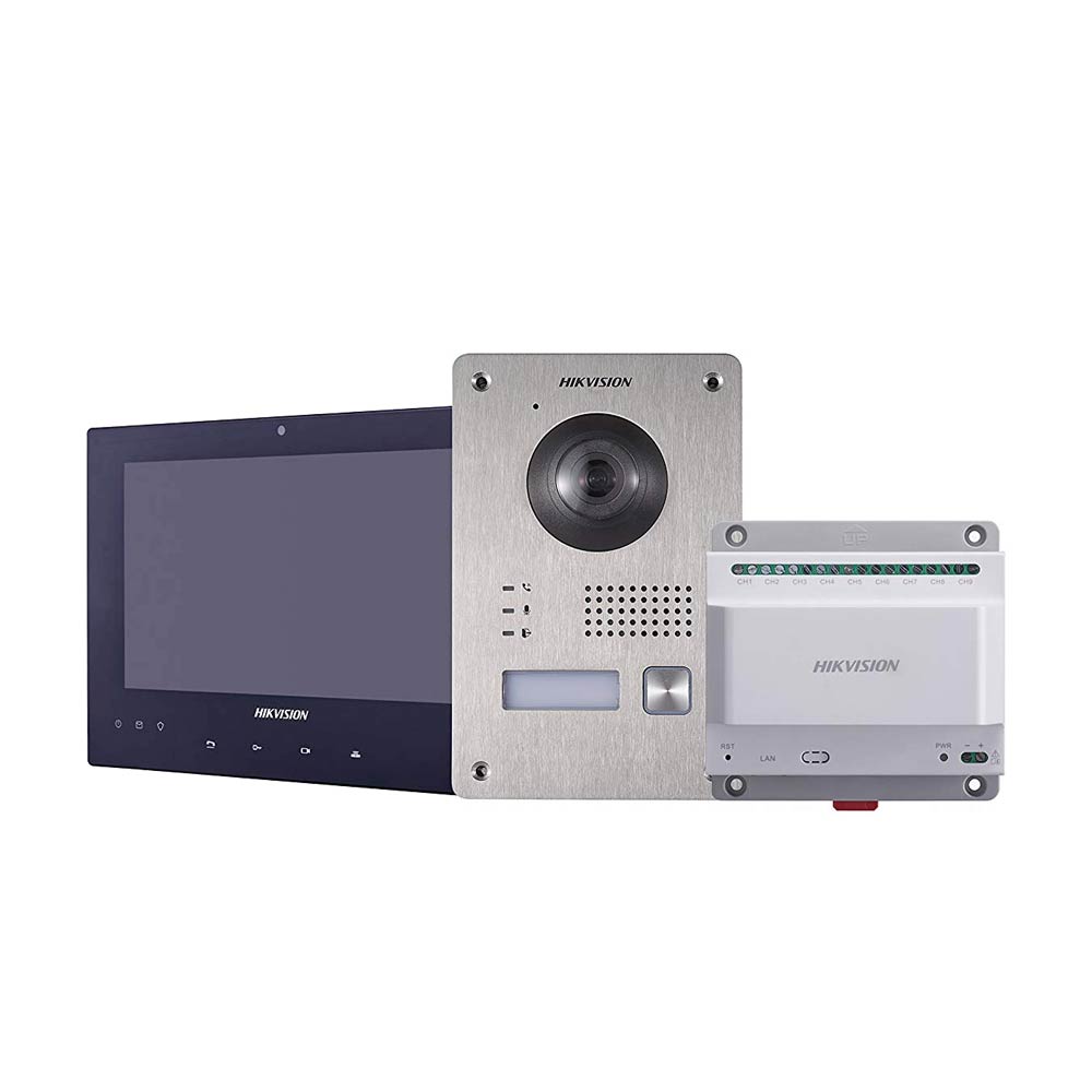 HIK-105 | 2 wire videodoophone kit for outdoors + 2 wire 7" monitor + 2 wire power supply with a 9 channel interface