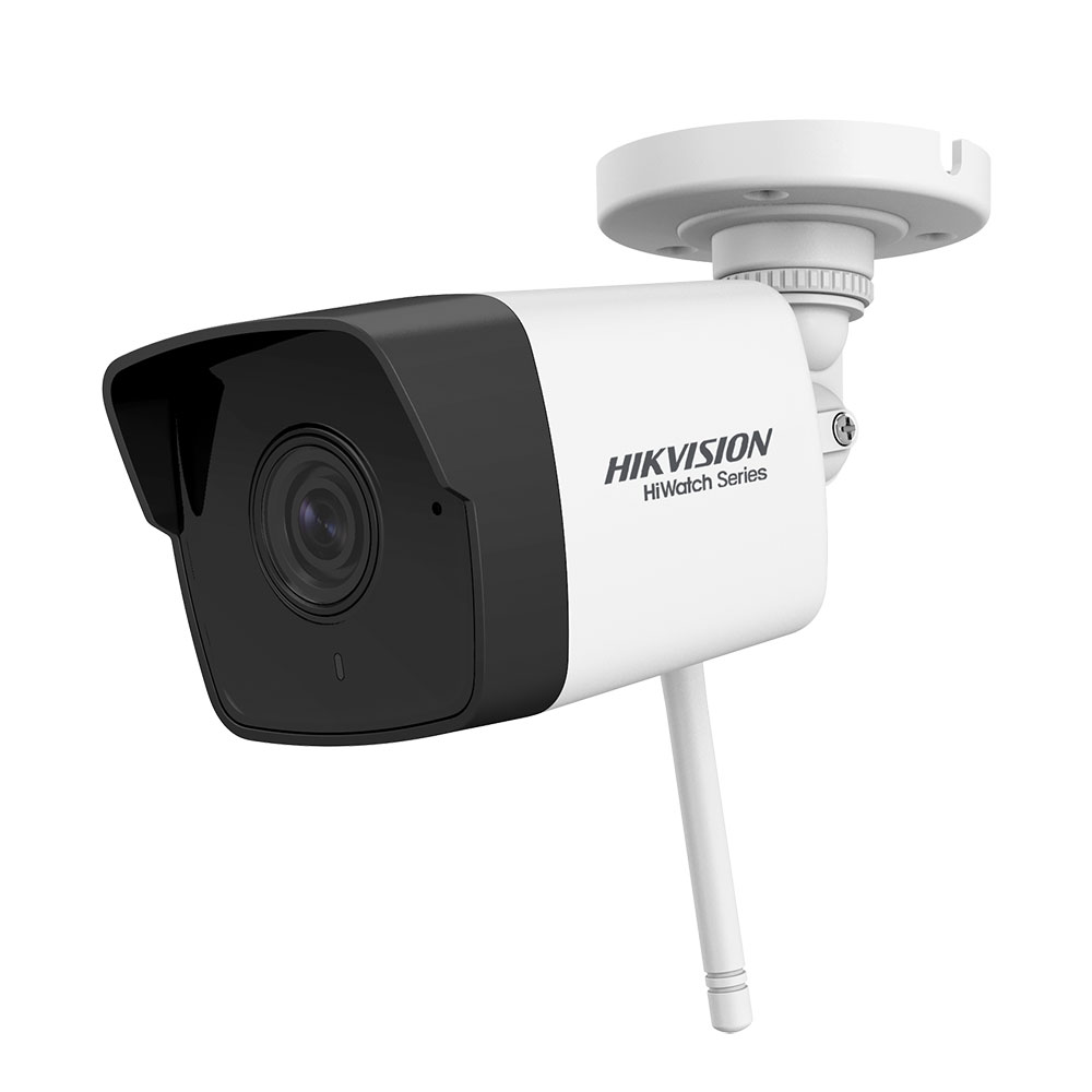 HIK-126 | WiFi IP bullet camera HiWatch™ series of HIKVISION® of 2MP with IR illumination of 30m, suitable for outdoors. H.264/MJPEG. 1/2,8" CMOS, 2MP. 2MP@25FPS. Mechanical filter. 0,028 lux. 2,8 mm lens (114,5°). OSD, AGC, BLC, digital WDR, 3D-DNR, motion detection, privacy mask. ISAPI. Compatible iVMS-4200, iVMS-4500, Hik-Connect, iVMS-5200. IP66. 3AXIS bracket. 12V DC