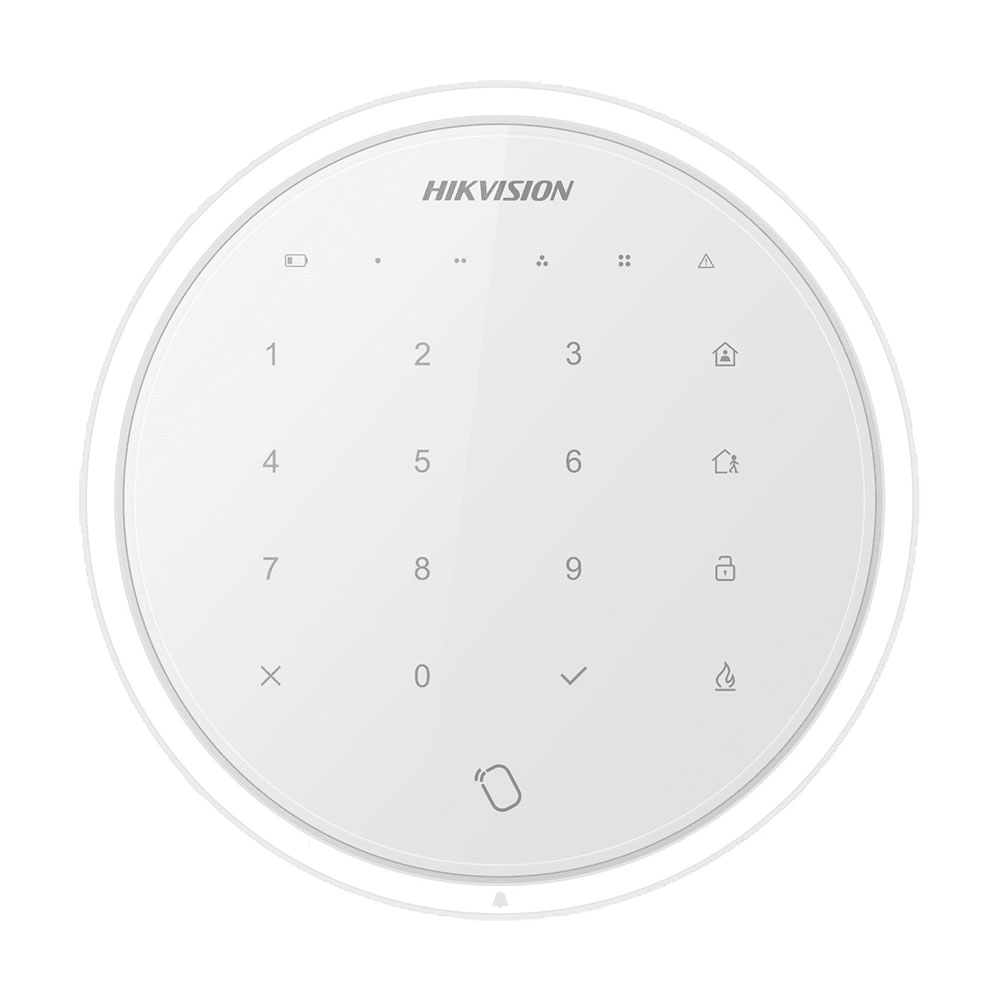 HIK-133 | Clavier via la radio HIKVISION pour le système AXHub. Communication bidirectionnelle avec une fréquence de 868 MHz. AES-128 crypté. Tamper tamper. Sonnerie Alimenté par 4 piles AA 3V DC (piles non incluses, référence DEM-669) .