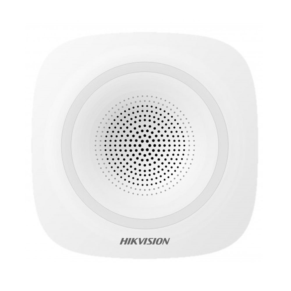 HIK-141 | Sirène intérieure via radio HIKVISION pour système AXHub. Communication bidirectionnelle. Fréquence 868 MHz. Chiffrement AES-128. Puissance 110dB 3 types de sons. Protection anti-fraude. Il est alimenté par des piles ou à 12V DC.