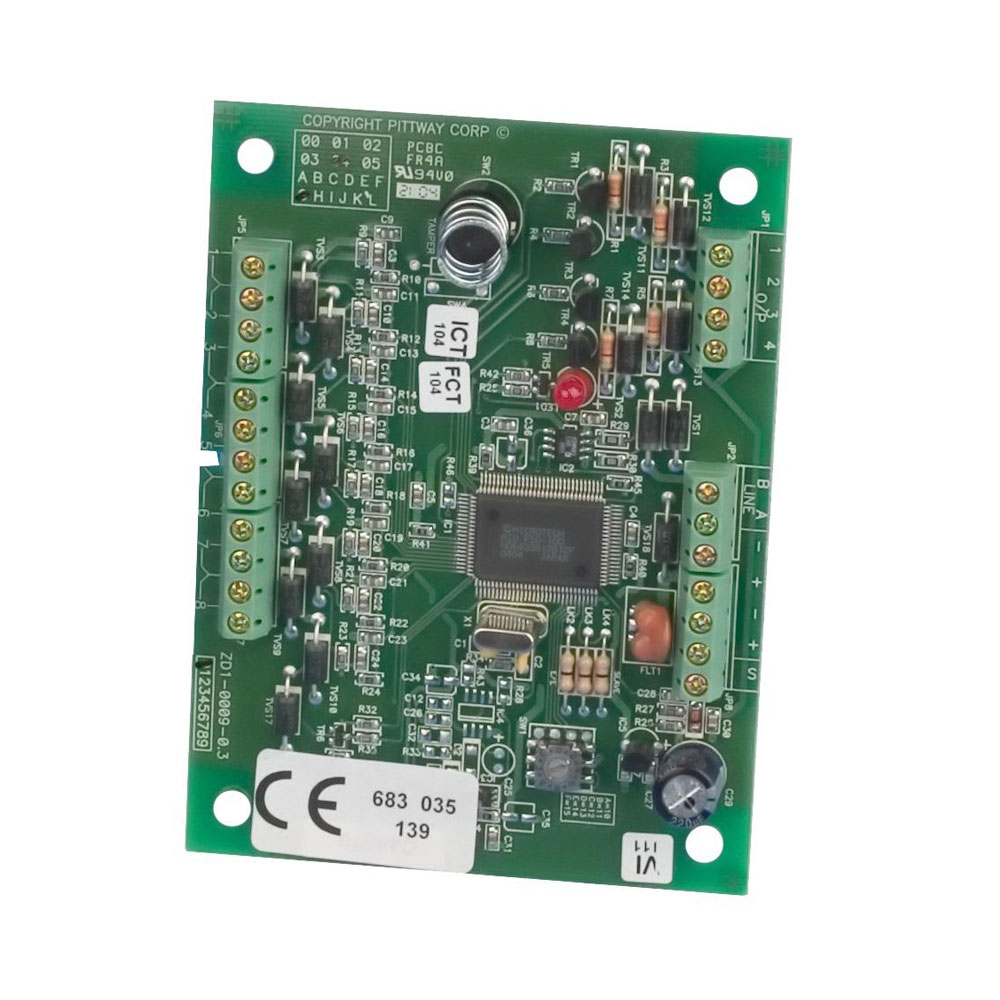 HONEYWELL-167 | Módulo expansor multiplexado Honeywell RIO para sistemas Galaxy. 8 zonas. 4 salidas lógicas programables con capacidad de hasta 400 mA cada una. Conexión con la unidad de control a través del bus RS-485. Compatible con el control de los paneles Galaxy. Sólo PCB. Fuente de alimentación de 12V CC (en el bus)
