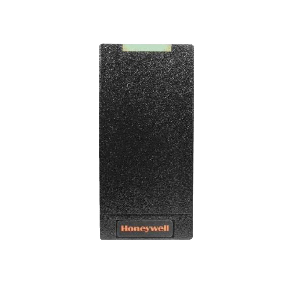 HONEYWELL-210 | Lector OmniClass 2.0 de montaje en mainel, marco negro, pigtail de 45 cm. Adecuado para instalaciones en el marco de la puerta o cualquier superficie plana. Compatible con varios estándares ISO. Intercambio de datos cifrados. Zumbador integrado compatible con ADA. Salida Wiegand. Salida de támper óptico. Entrada de cable hold. Grado de protección IP55