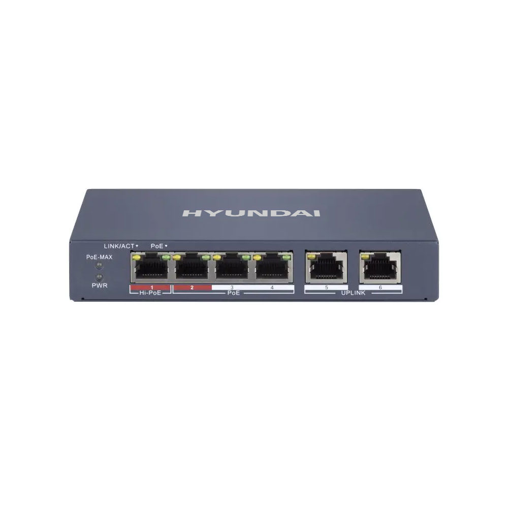 HYU-1065 | Switch PoE gestionable de 4 puertos