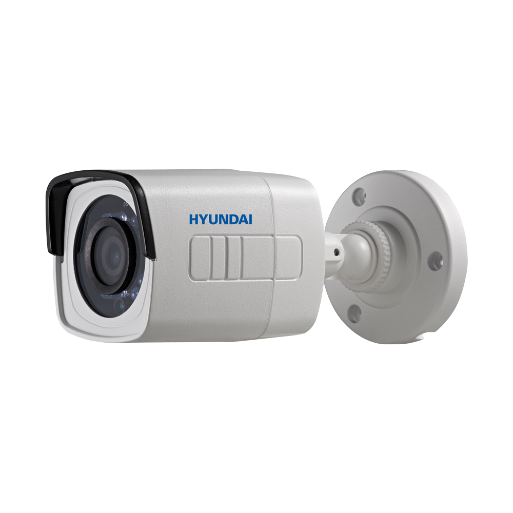 HYU-387 | Cámara bullet HD-TVI serie PRO con iluminación Smart IR de 20 m para exterior. CMOS de 2MP. Salida de vídeo HD-TVI. Óptica fija de 2,8 mm (103°). Filtro ICR. ATW, AGC, DNR. IP66. Soporte 3AXIS. 12V CC. Compatible PoC.