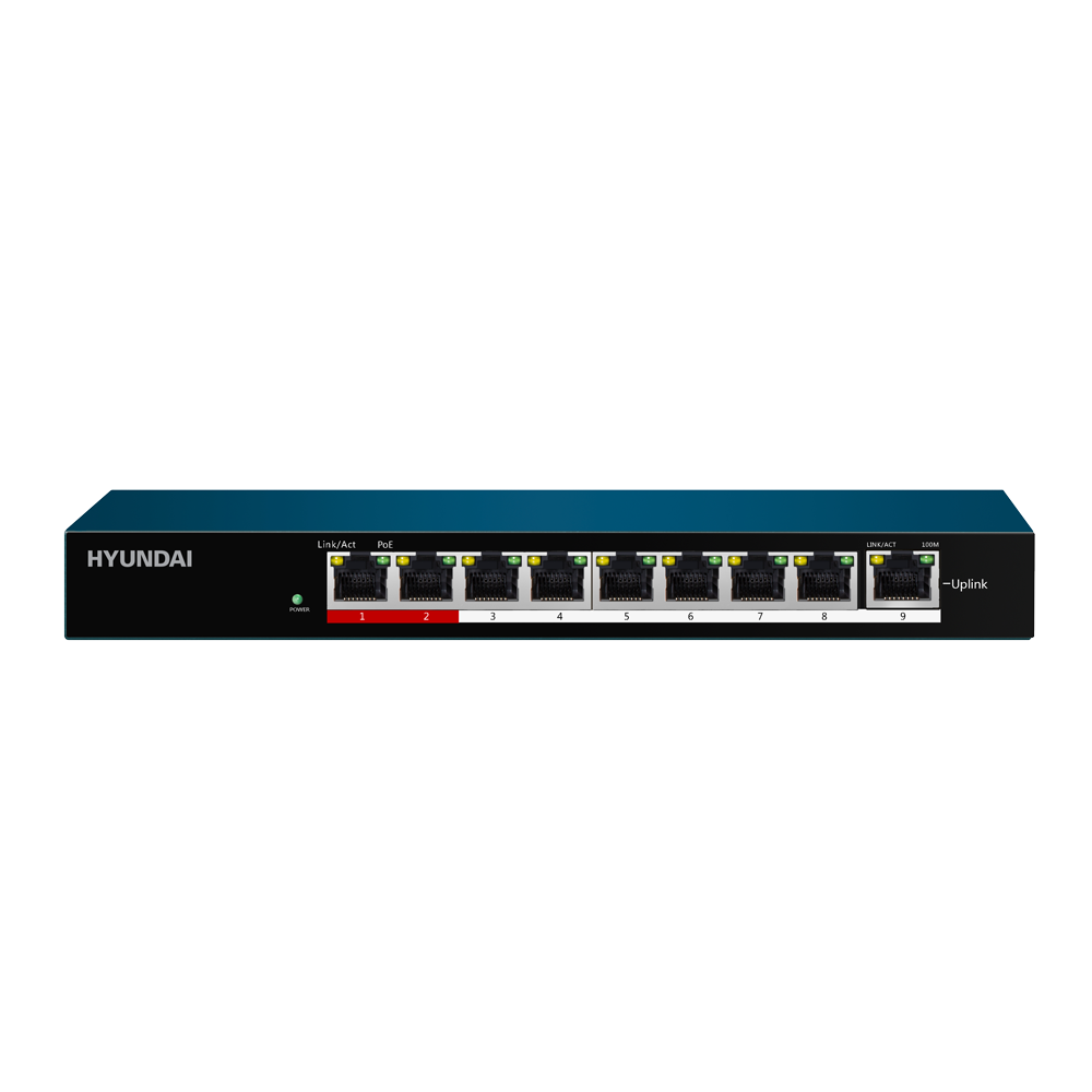 HYU-624 | 8 PoE port unmanaged commercial switch (10/100M + 1 Uplink port)
