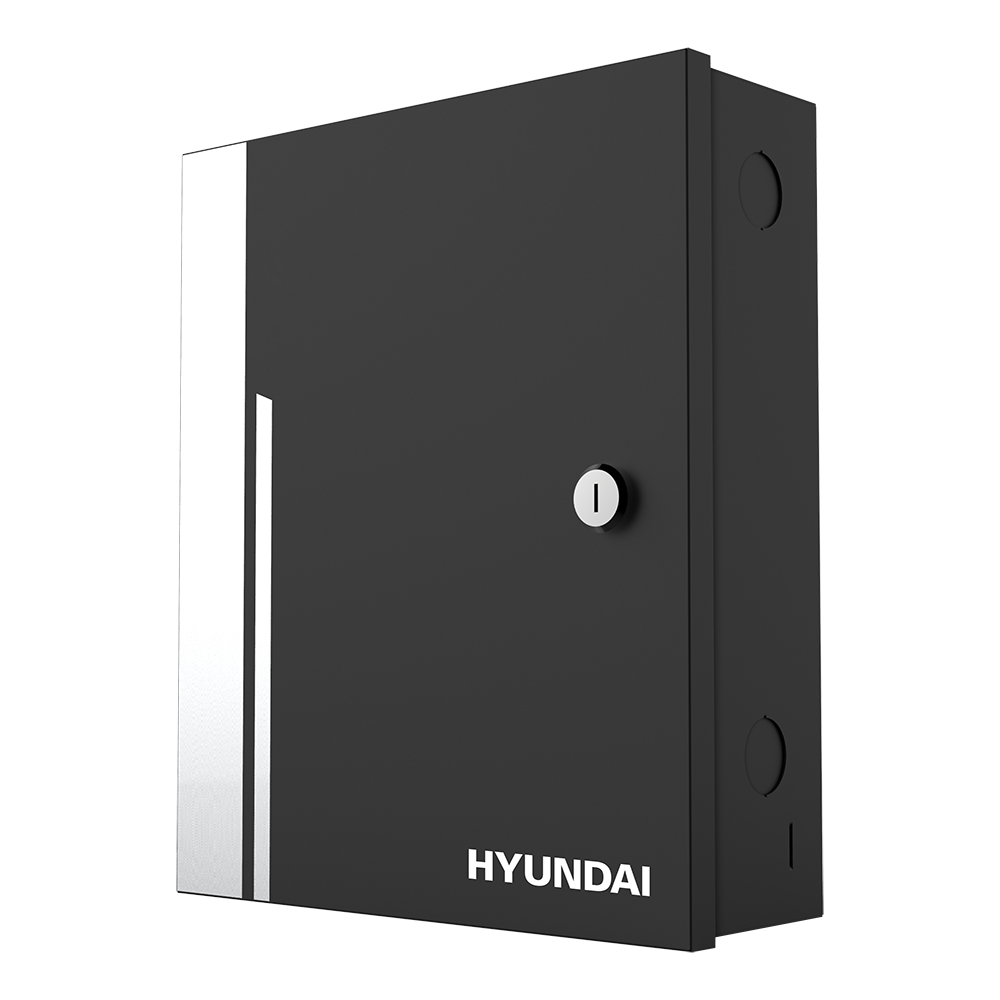 HYU-638 | Contrôleur de contrôle d'accès. Contrôle d'accès de deux portes. Jusqu'à 10.000 cartes et 50.000 événements. Communication Uplink par TCP/IP. 4 Lecteurs Wiegand. Entrées pour 2 capteurs de porte, 2 boutons de sortie REX et 2 entrées d'alarme. Sorties pour 2 relais de verrouillage de porte et 2 relais d'alarme.