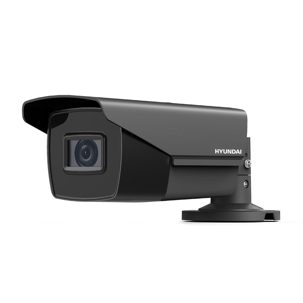 HYU-762 | Camera bullet 4 in 1 NightFighter con tecnologia STARLIGHT e illuminazione Smart IR da 70 m per esterno. CMOS di 2MP. Uscita video 4 in 1 commutabile. Ottica motorizzata di 2,7 ~ 13,5 mm (102°~31°). Filtro ICR. OSD, AWB, AGC, BLC, HLC, WDR 120dB, 3D-DNR, regolazioni dell'immagine. IP67. 3AXIS. 12V CC.