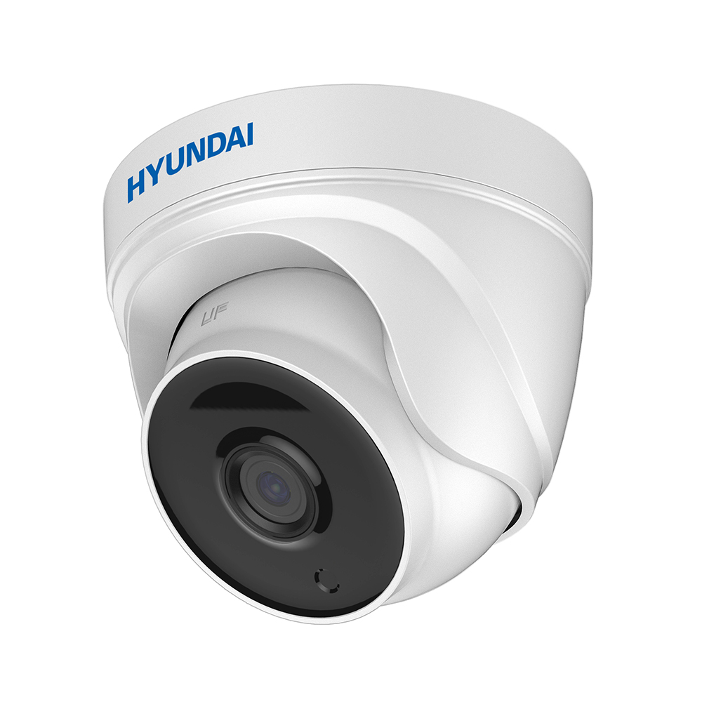 HYU-765N | Dôme fixe 4 en 1 série HYUNDAI NEXT GEN PRO. IR intelligent jusqu'à 40 mètres. CMOS 2 mégapixels. Résolution 1080P (1920x1080) à 25 ips. Objectif fixe de 2,8 mm (106,4 °). Sortie vidéo 4 en 1 commutable. Filtre ICR. Contrôle du menu OSD via un câble coaxial (UTC). WDR numérique, 2D-DNR. Il intègre un microphone. Prend en charge la transmission audio par câble coaxial (uniquement compatible avec ZVR HYUNDAI avec audio). Boîtier métallique et plastique. Degré de protection IP67. 3AXIS. 12V DC