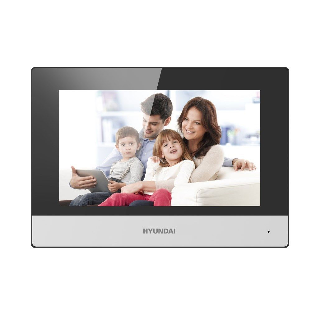 HYU-834 | Moniteur IP intérieur HYUNDAI à deux fils. Prend en charge le WiFi Écran tactile capacitif couleur 7 "(1024x600). Boutons tactiles. Microphone et haut-parleur intégrés. Interface réseau à deux fils. 8 entrées / 2 sorties d'alarme. RS485.