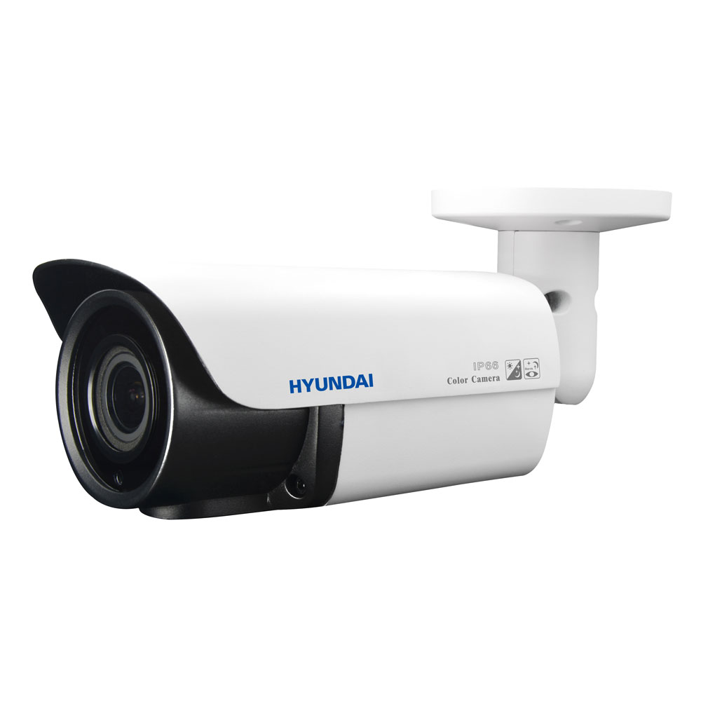 HYU-878 | Telecamera bullet IP con illuminazione IR di 40 m per esterni. Formato H.265 / H.264. CMOS 1 / 2,8 ", 5 megapixel. Risoluzione fino a 5MP @ 15 ips. Obiettivo motorizzato 2.8 ~ 12mm con autofocus. Filtro ICR. OSD, AWB, AGC, BLC, WDR digitale, 2D / 3D-DNR, specchio, sensore video e maschere per la privacy. Onvif, P2P. IP66, a prova di fulmine. 12V DC. PoE.