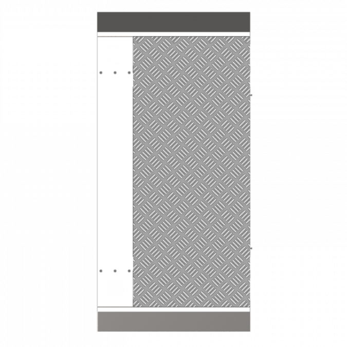 HYU-880 | Base para tornos. Material: SUS304, placa de aluminio con patrón y panel galvanizado. Orificios para cables en la base. El tamaño de la base varía según el ancho del carril. Nota: El ancho en la tabla de especificaciones depende del ancho del carril: 650 mm. Múltiples carriles disponibles: se instala con el componente Base-Single