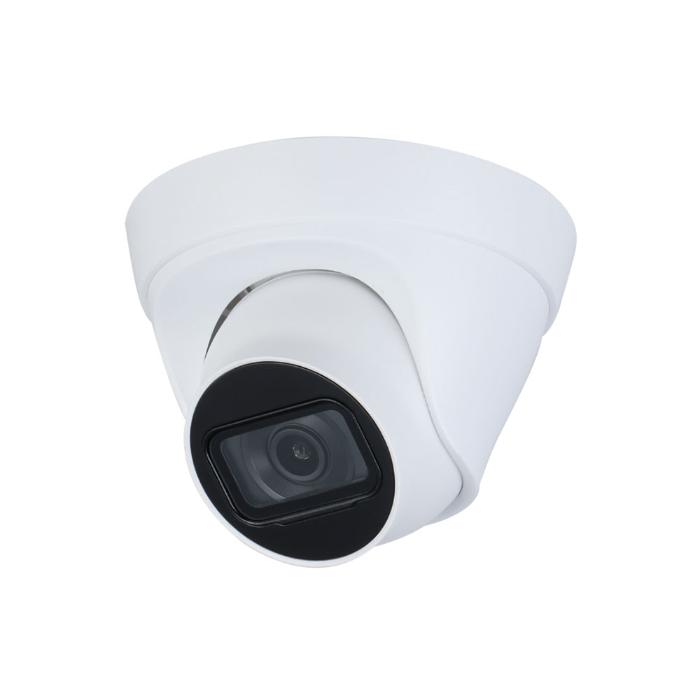 IPC-T2F | IP dome with Smart IR of 30 m for outdoors. 1/2,7” CMOS, 2MP. Dual Stream. H.265/H.264/MJPEG. 1080P at 25fps. ICR filter. 0,01 lux F2.0. 2,8 mm lens (105°). OSD, AWB, AGC, BLC, HLC, digital WDR , 3D-DNR, 4x ROI, mirror, motion detection and privacy mask. Onvif, CGI, P2P. IP67. 3AXIS. 12V DC. PoE.
