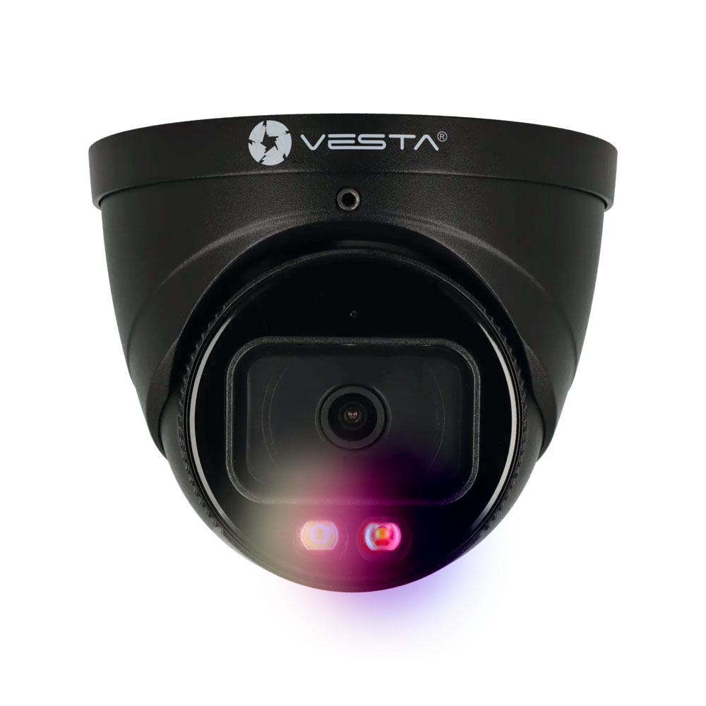 IPC-T38-L-MC-PV-V2-B | Dome IP da esterno nero 8 MP VESTA Advanced Video Magic Color Active Deterrence
