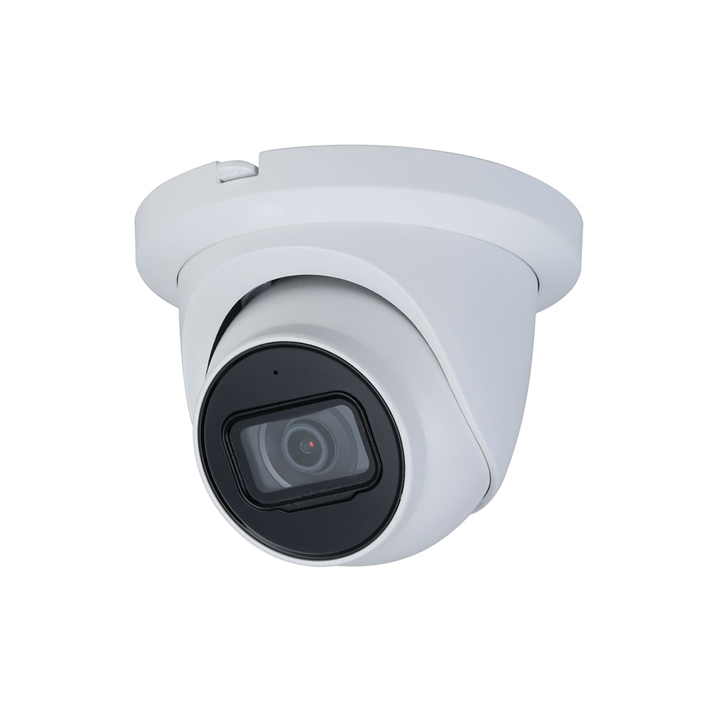 IPC-TM8F | IP StarLight dome with Smart IR of 30 m for outdoors. 1/2,7” CMOS, 8MP. Dual stream. H.265/H.264/MJPEG. 8MP at 15fps. ICR filter. 0,009 lux F2.0. 2,8 mm (105°) lens. OSD, AWB, AGC, BLC, HLC, WDR 120dB, 3D-DNR, 4 ROI, mirror, motion detection and privacy mask. IVS. Microphone incorporated. MicroSD slot. Onvif, CGI, P2P. IP67. 3AXIS. 12V DC. PoE.