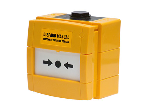 NOTIFIER-234 | Botão de extinção manual rearmável KAC amarelo com tampa de proteção