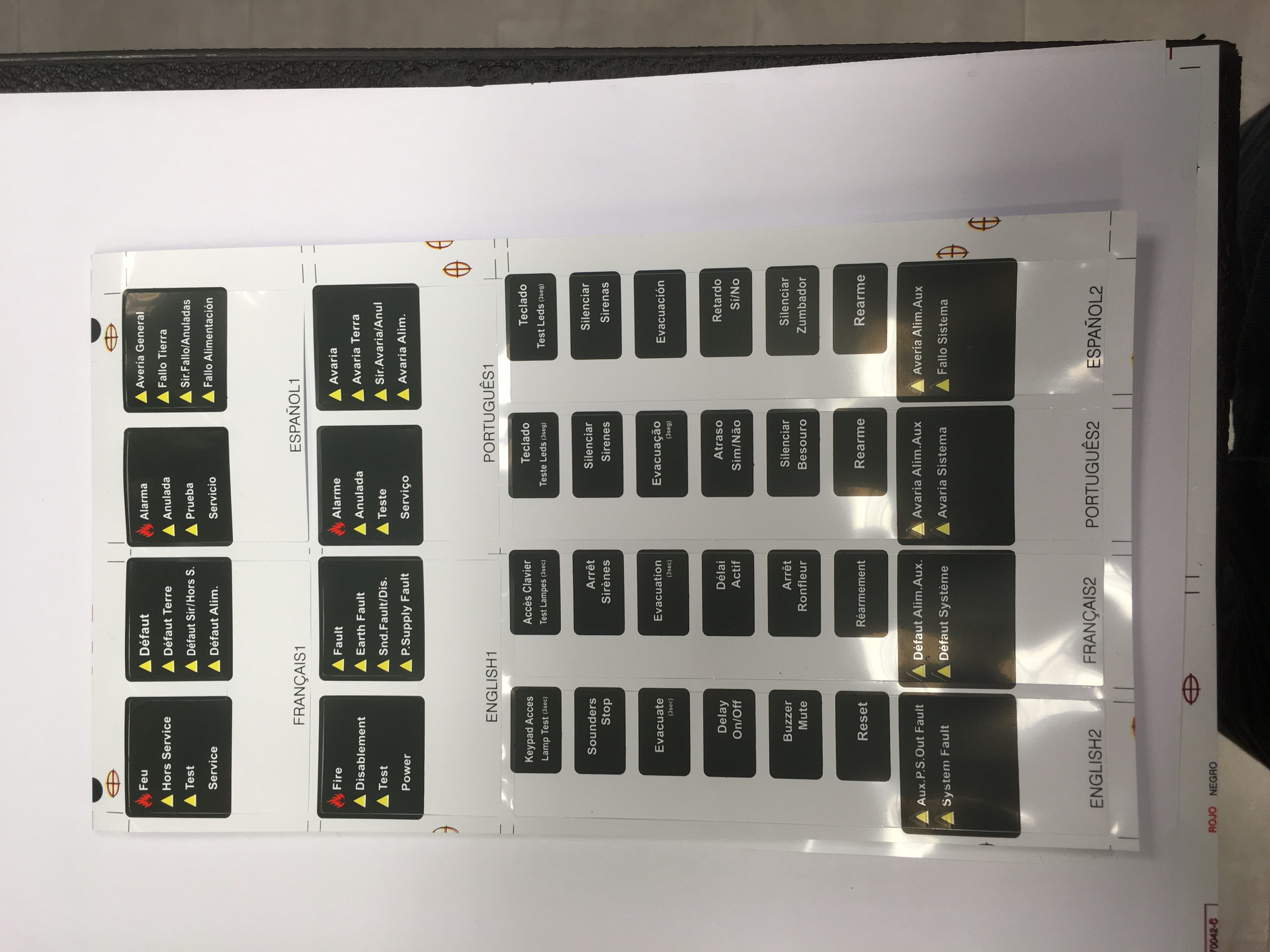 NOTIFIER-613 | RP1R SUPRA Multilingual Front Label Set.