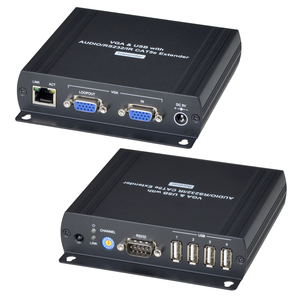 SAM-4486 | VGA/USB/audio/RS232/IR over CAT5e cable extender