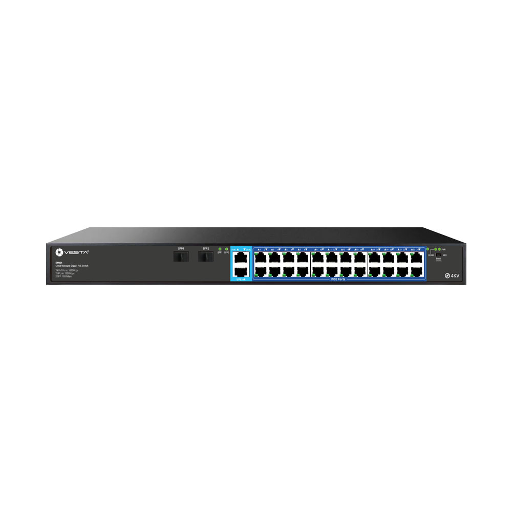 SW024 | Switch PoE gestito in cloud VESTA con 24 porte Gigabit
