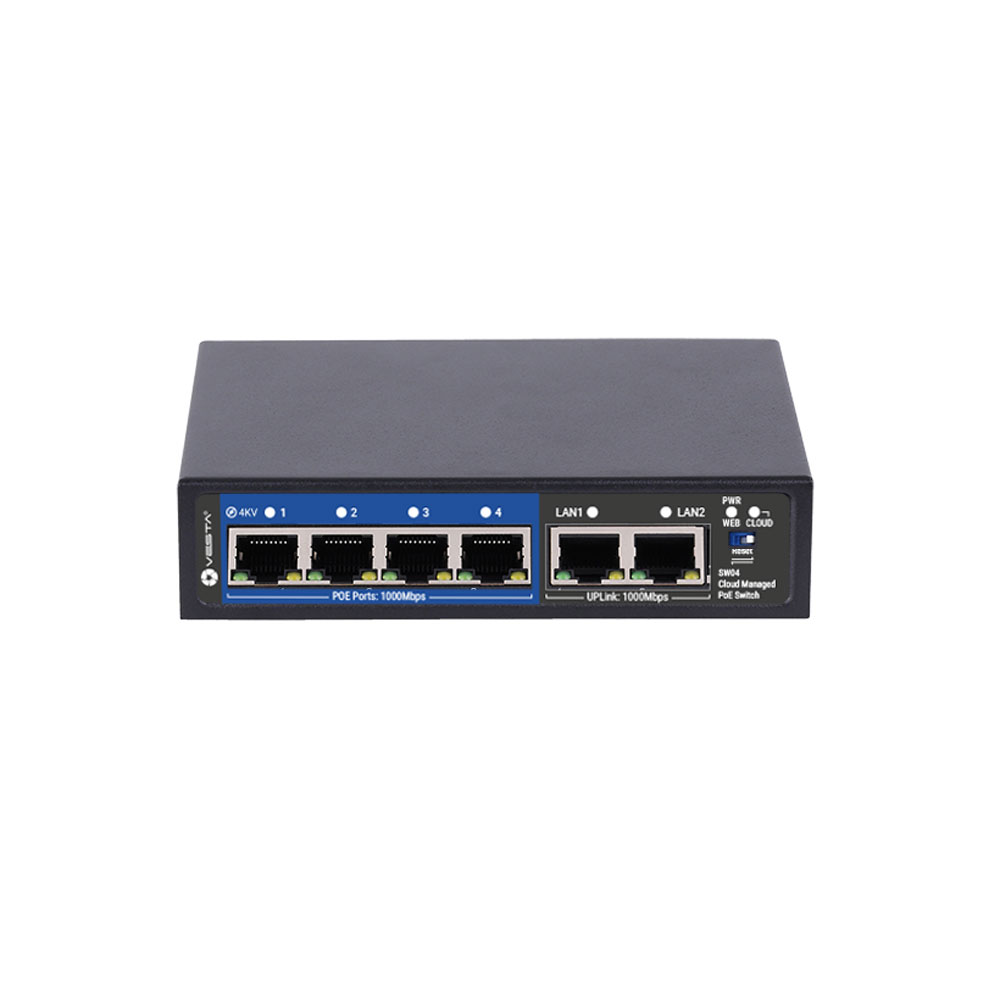SW04 | Commutateur PoE géré Cloud VESTA avec 4 ports Gigabit