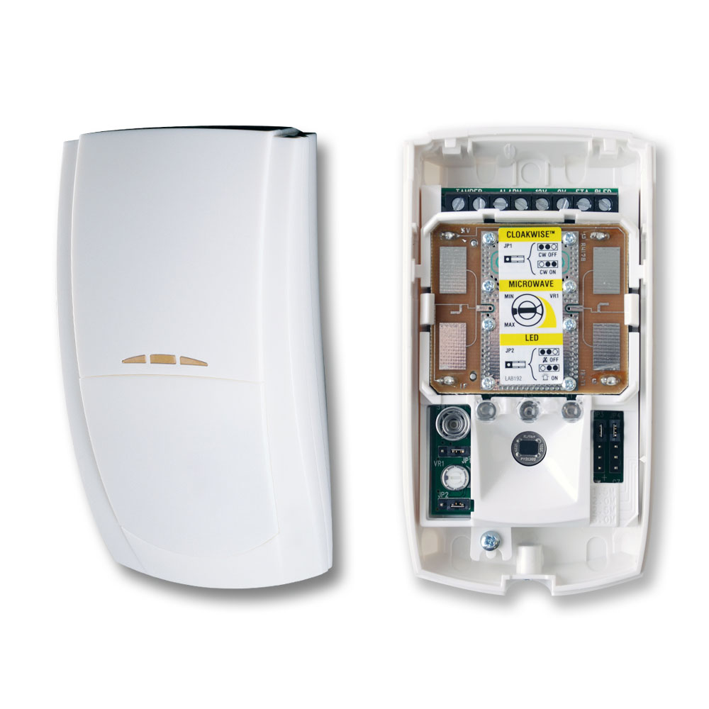 TEXE-31 | Detector de doble tecnología PIR y Microondas Banda X Premier Elite CW de alta inmunidad con sistema de módulos PCB intercambiables. Tecnología Cloakwise anti cloak. Cobertura de 15 metros, 90°. Altura de instalación de 1,5 ~ 3,1 metros. Contador de pulsos digital. Óptica sellada. Tecnología microprocesada. Compensación digital de temperatura. Salida de relé. EN50131 Grado 2, Clase ambiental II.