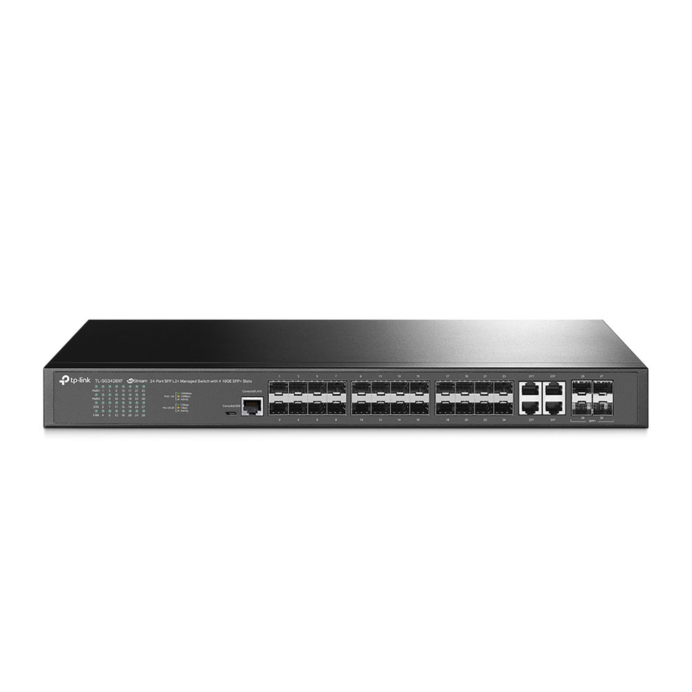 TPLINK-056 | Switch L2+ com 20 SFP, 4 SFP+ e 4 Gigabit Combo