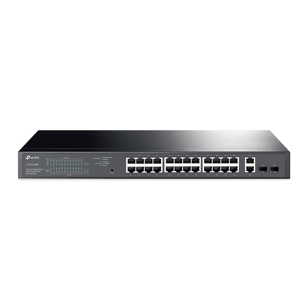 TPLINK-103 | Switch PoE+ Gigabit Easy Smart de 24 portas e 2 ranhuras SFP