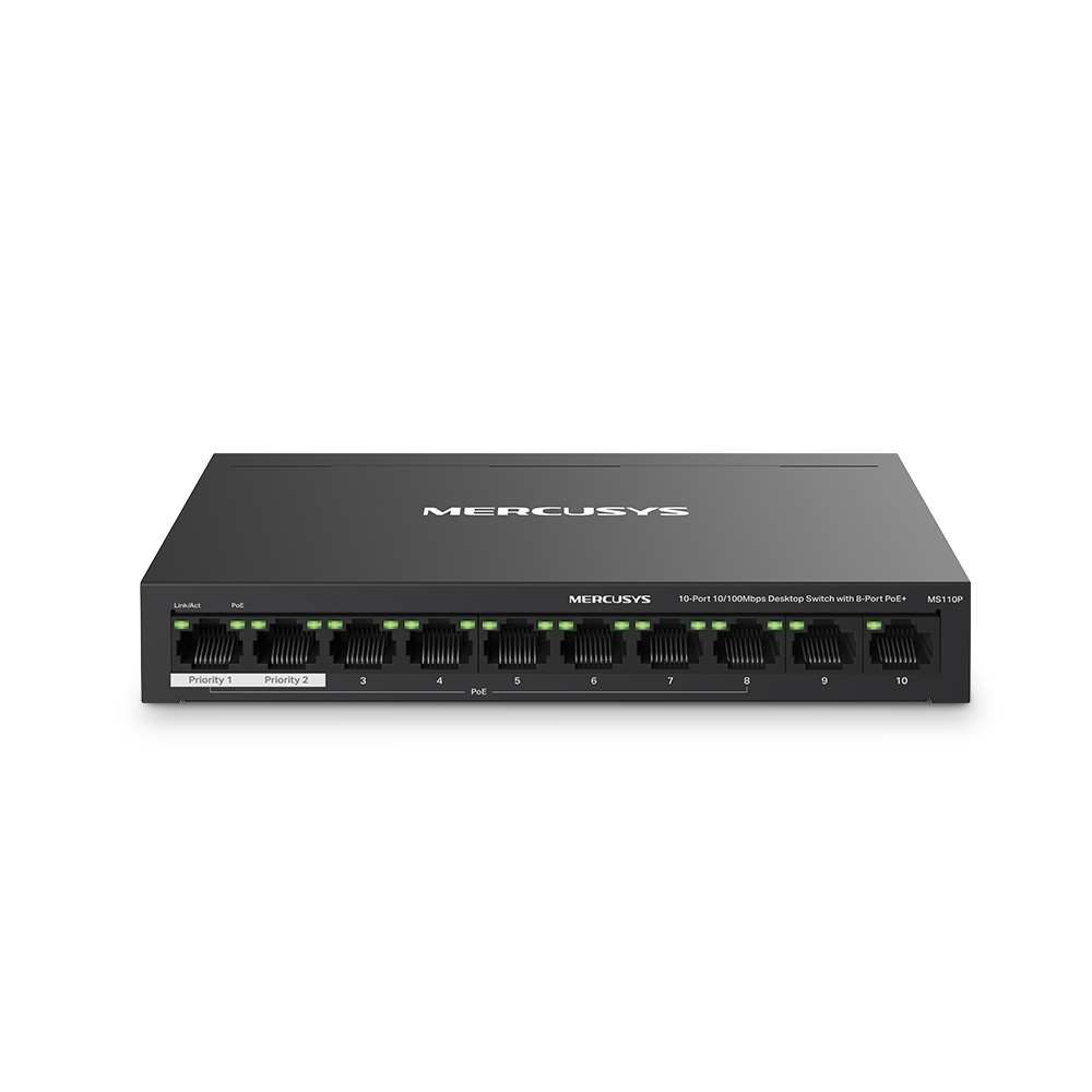 TPLINK-203 | Mercusys 10-port Fast Ethernet Switch with 8 PoE+ ports