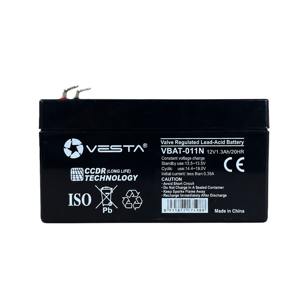 VBAT-011N | Bateria recarregável AGM VRLA VESTA de 12 V e 1,3 Ah com tecnologia CCDR
