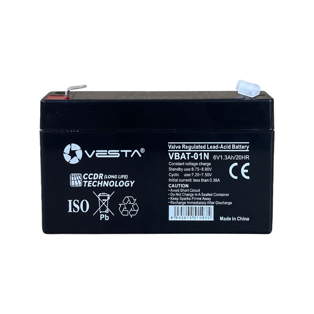 VBAT-01N | Bateria recarregável AGM VRLA VESTA de 6 V e 1,3 Ah com tecnologia CCDR