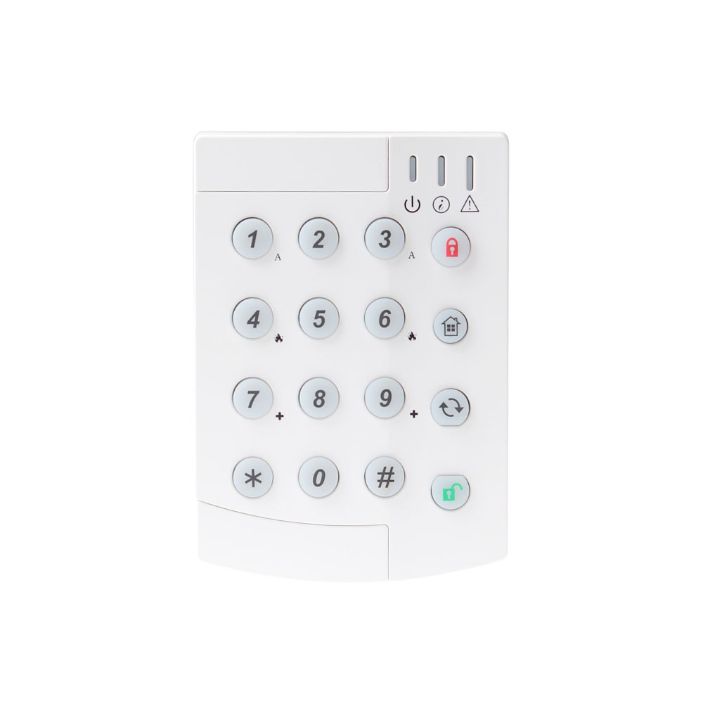 VESTA-010 | Teclado vía radio VESTA by Climax. Teclado retroiluminado. 4 teclas para funciones especiales. Tamper antisabotaje. Funciona con 1 pila de litio CR2450 de 3V. Vida útil de las pilas de 6 años. EN50131 Grado II, ClassII