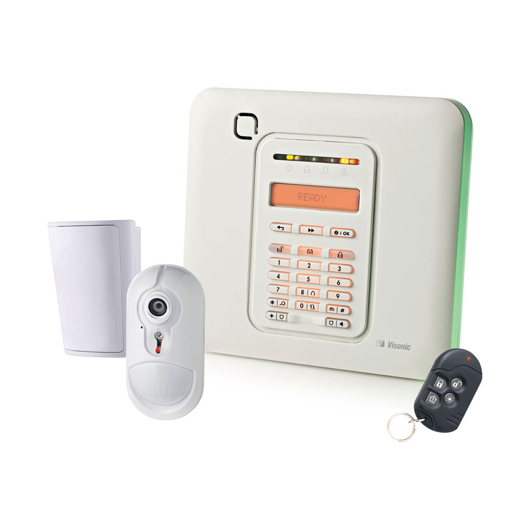 VISONIC-207 | Kit compuesto por: 1x Central VISONIC-79 (PowerMaster-10) de 30 zonas vía radio, 1x Módulo 3G VISONIC-148 (WCDMA-3G), 1x detector PIR VISONIC-56 (NEXT CAM PG2) vía radio PowerG con cámara incorporada, 1x detector PIR digital VISONIC-8 (MP-802 PG2), 1x mando vía radio VISONIC-6 (KF-234 PG2).