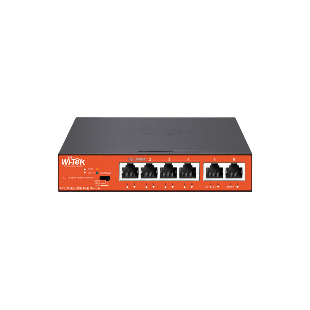 WITEK-0004N | Switch PoE no gestionable de 4 PoE + 2 Uplink