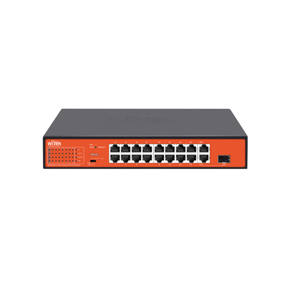 WITEK-0007N | Switch PoE de 16 puertos + combo SFP Gigabit