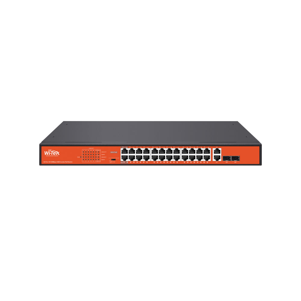 WITEK-0008N | Commutateur PoE 24 ports + 2 commutateurs combo Gigabit SFP