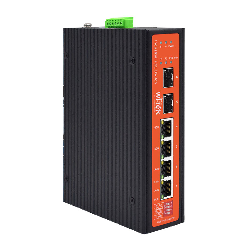 WITEK-0019 | 4 switch PoE Gigabit + 2 SFP Gigabit non gestibili 