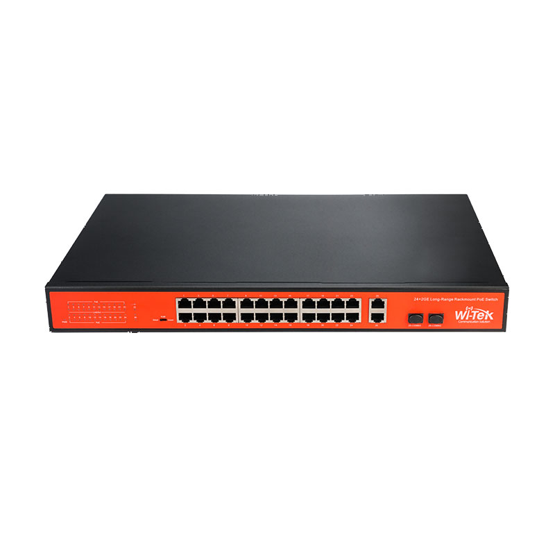 WITEK-0053 | 24 PoE + 1 RJ45 Gigabit + 1 Gigabit combo switch PoE non géré 