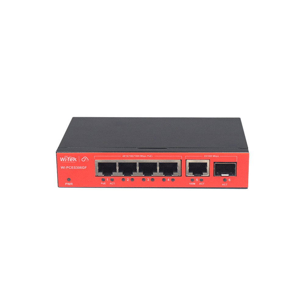 WITEK-0109 | Switch PoE gestionado en la nube de 6 puertos Gigabit