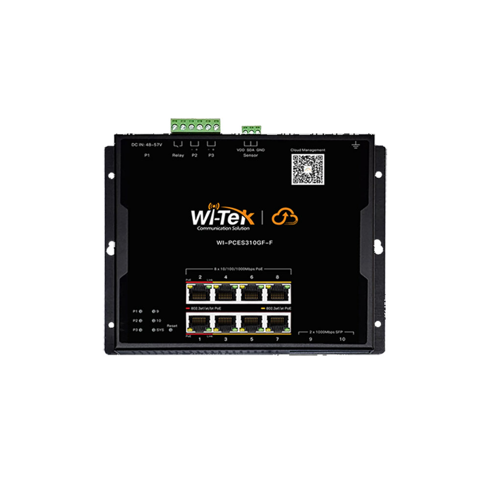 WITEK-0120 | Switch PoE industrial gestionado en la nube de 8 puertos Gigabit