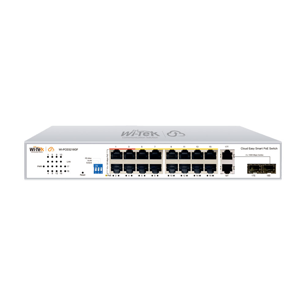 WITEK-0143 | 16-port cloud-managed PoE switch