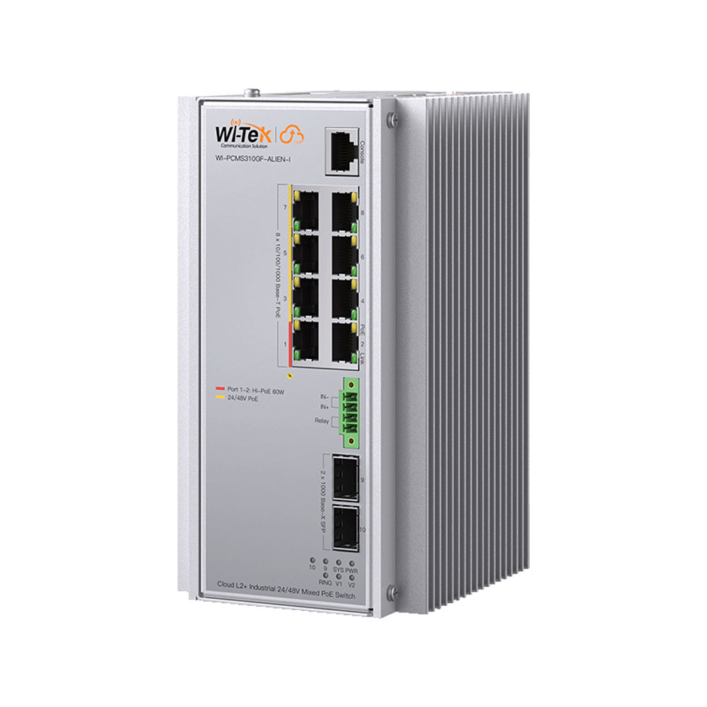 WITEK-0171 | Switch PoE industrial em nuvem L2+ 24/48V Wi-Tek ALIEN-I PoE