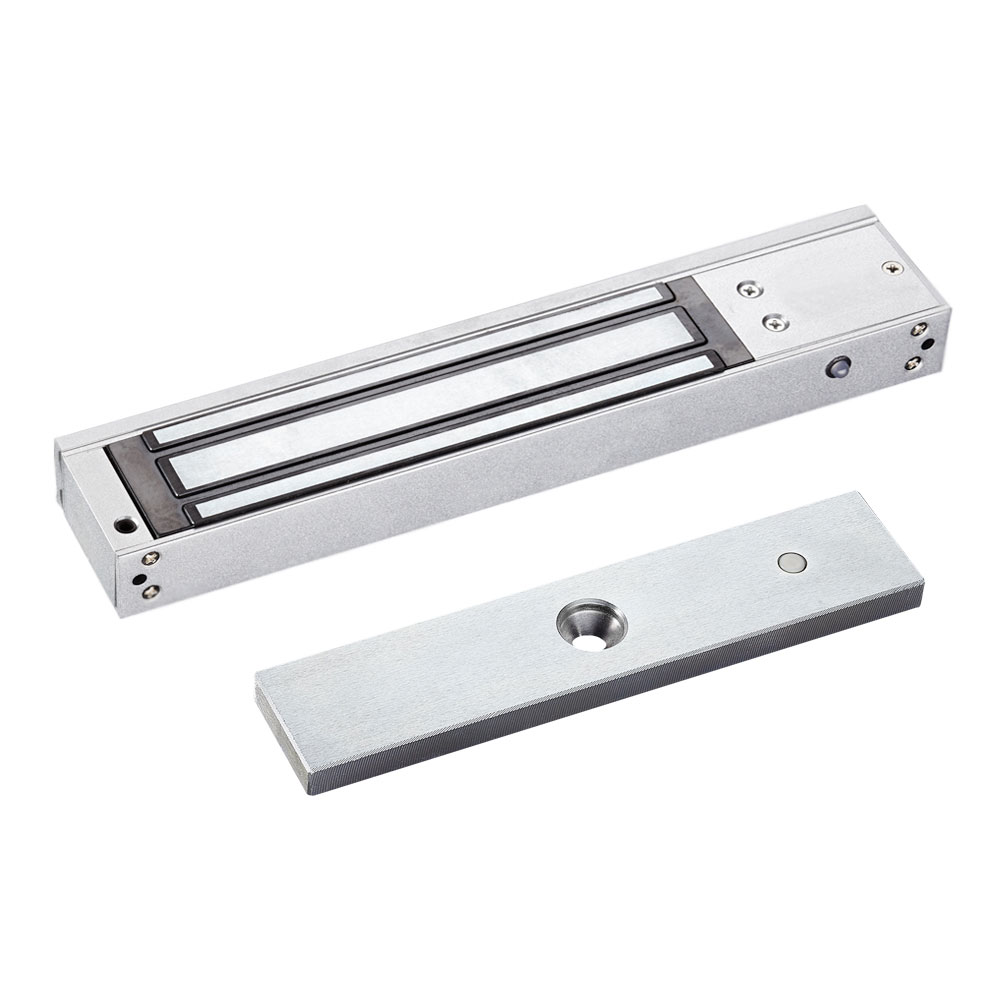 CONAC-669 | Rétenteur électromagnétique de surface pour une porte avec LED et capteur d'état de porte. Rétention de 280Kg. Blocage de portes avec vérification