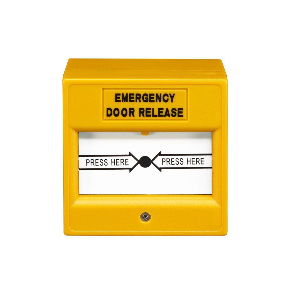 CONAC-705 | Pulsador de extinción amarillo reiniciable adecuado para puertas de salida de emergencia