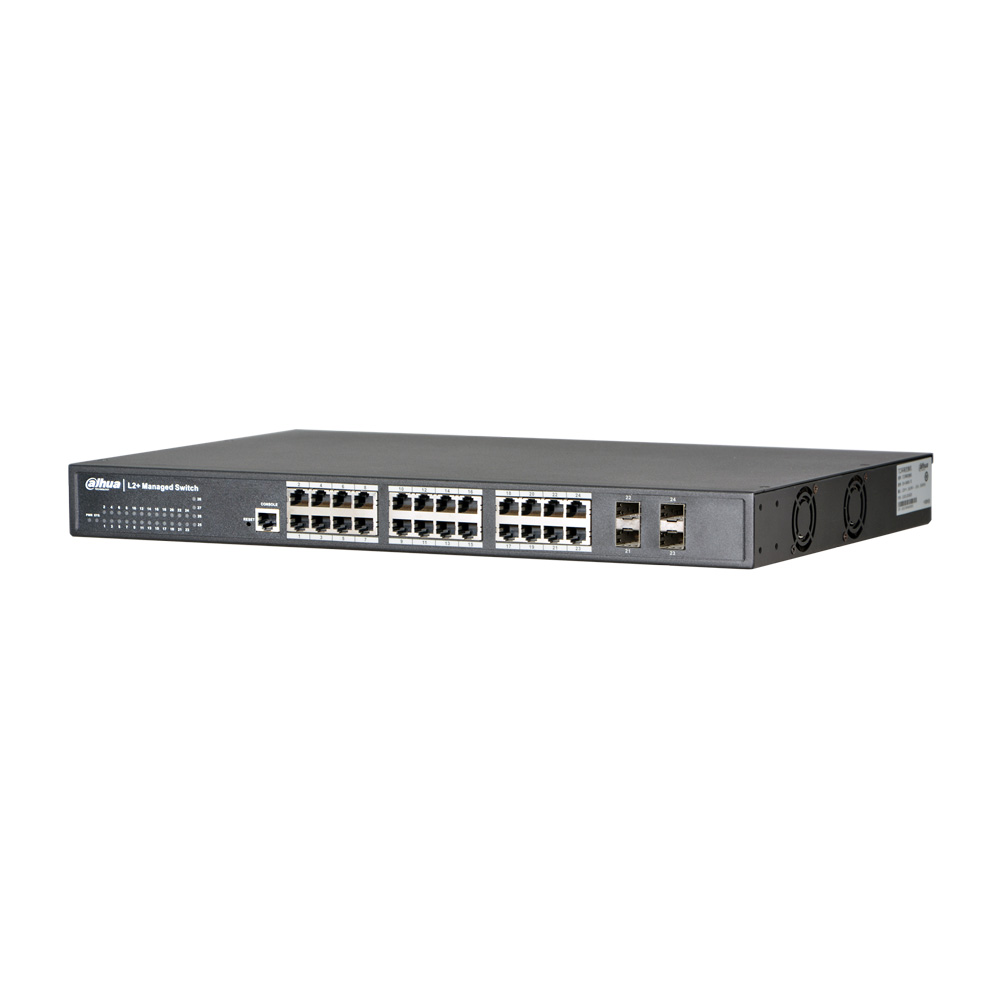 DAHUA-1410 | Switch Gestionable (L3) de gama Comercial con 24 puertos Gigabit + 4 puertos SFP (Gigabit o 10Gigabit). 230V AC