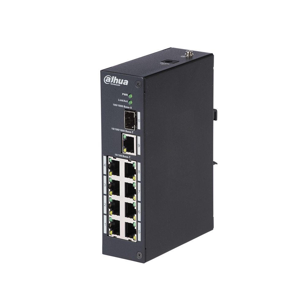 DAHUA-1417 | Industrial switch (L2) unmanageable with 8 Fast Ethernet ports + 1 Gigabit port + 1 1000Base-X port