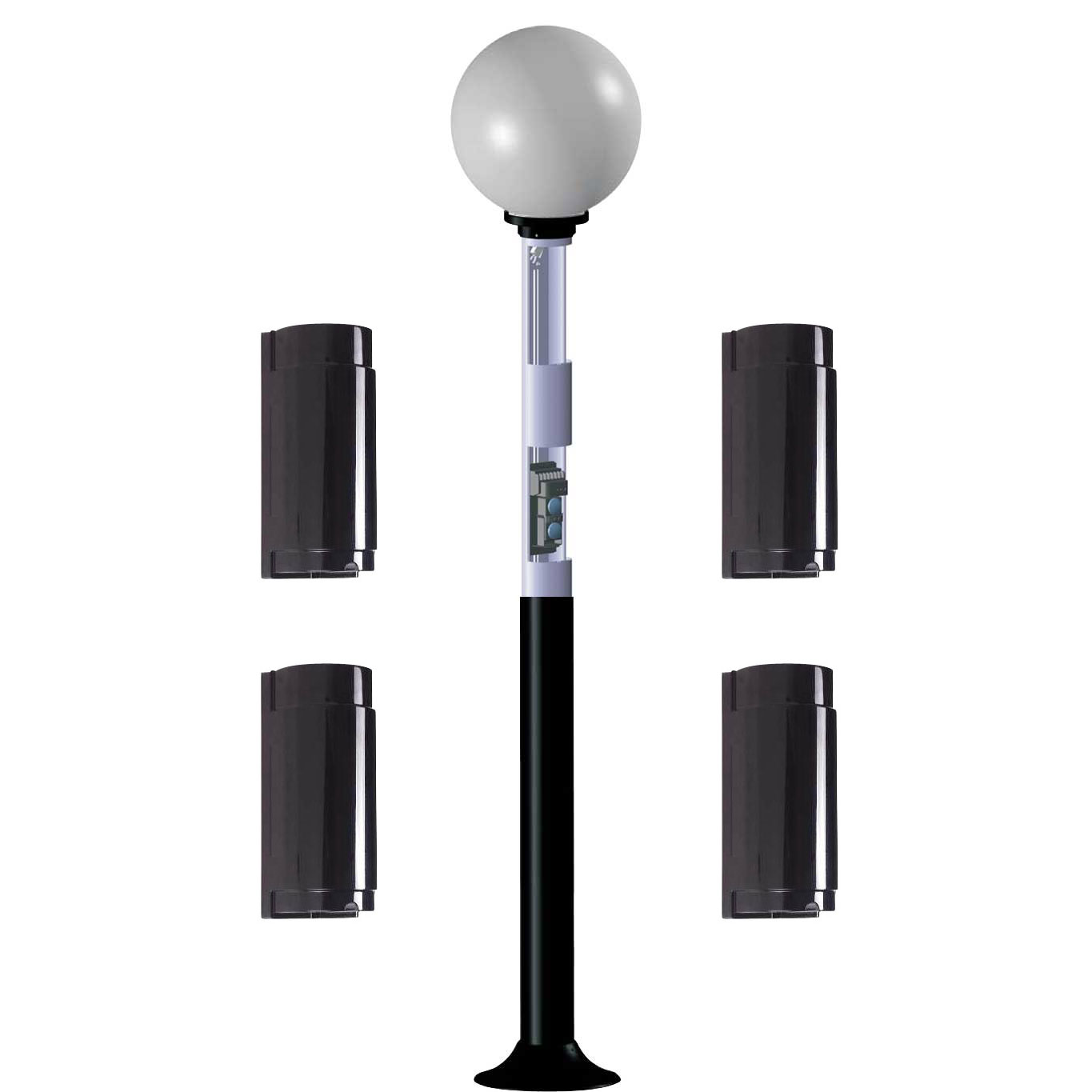 DEM-251 | KIT COLUMNA FAROLA + 4 X BARRERAS DOBLE HAZ 60MTS.