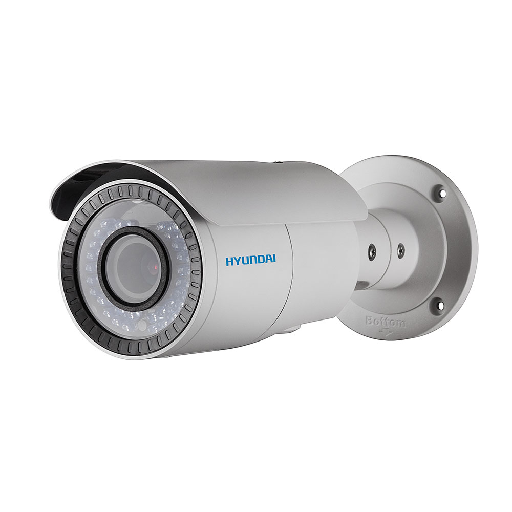 HYU-388 | HD-TVI bullet camera PRO series with Smart IR of 40 m for outdoors. 2MP CMOS. HD-TVI video output. 2,7 ~ 12 mm varifocal lens (102,5°~32°). ICR filter. ATW, AGC, DNR. IP66. 3AXIS bracket. 12V DC. PoC compatible.